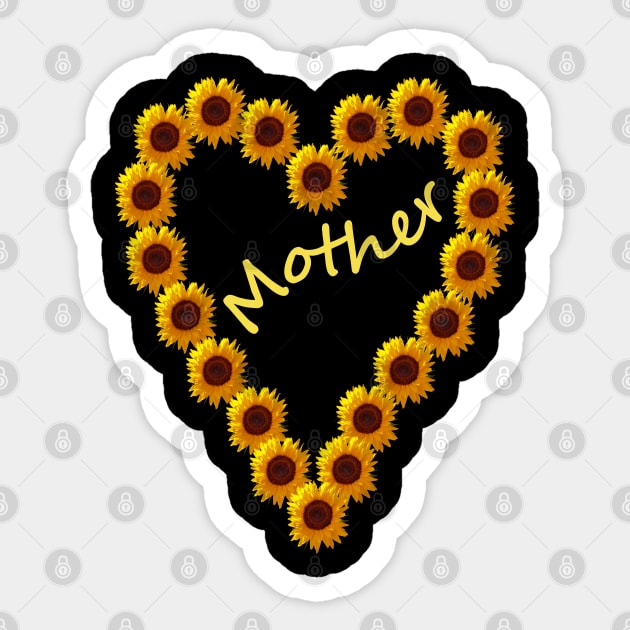 Mothers Day Small Sunflower Heart for Mother Sticker by ellenhenryart